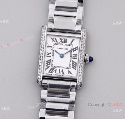 K11 Factory V3 Cartier Tank Must Ultra-thin Quartz Watch Set with diamonds